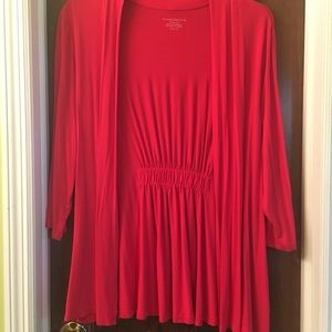 Charter club red cotton open cardigan. Size 1X